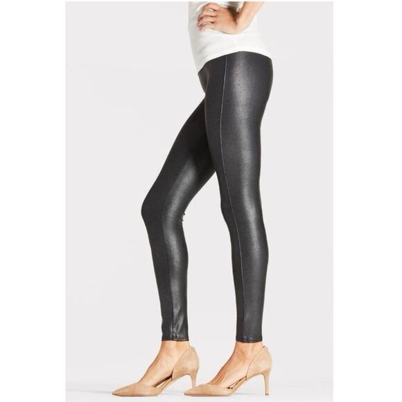 Spanx Power Waistband Faux Leather Pebble Leggings Size Large - Picture 3 of 12